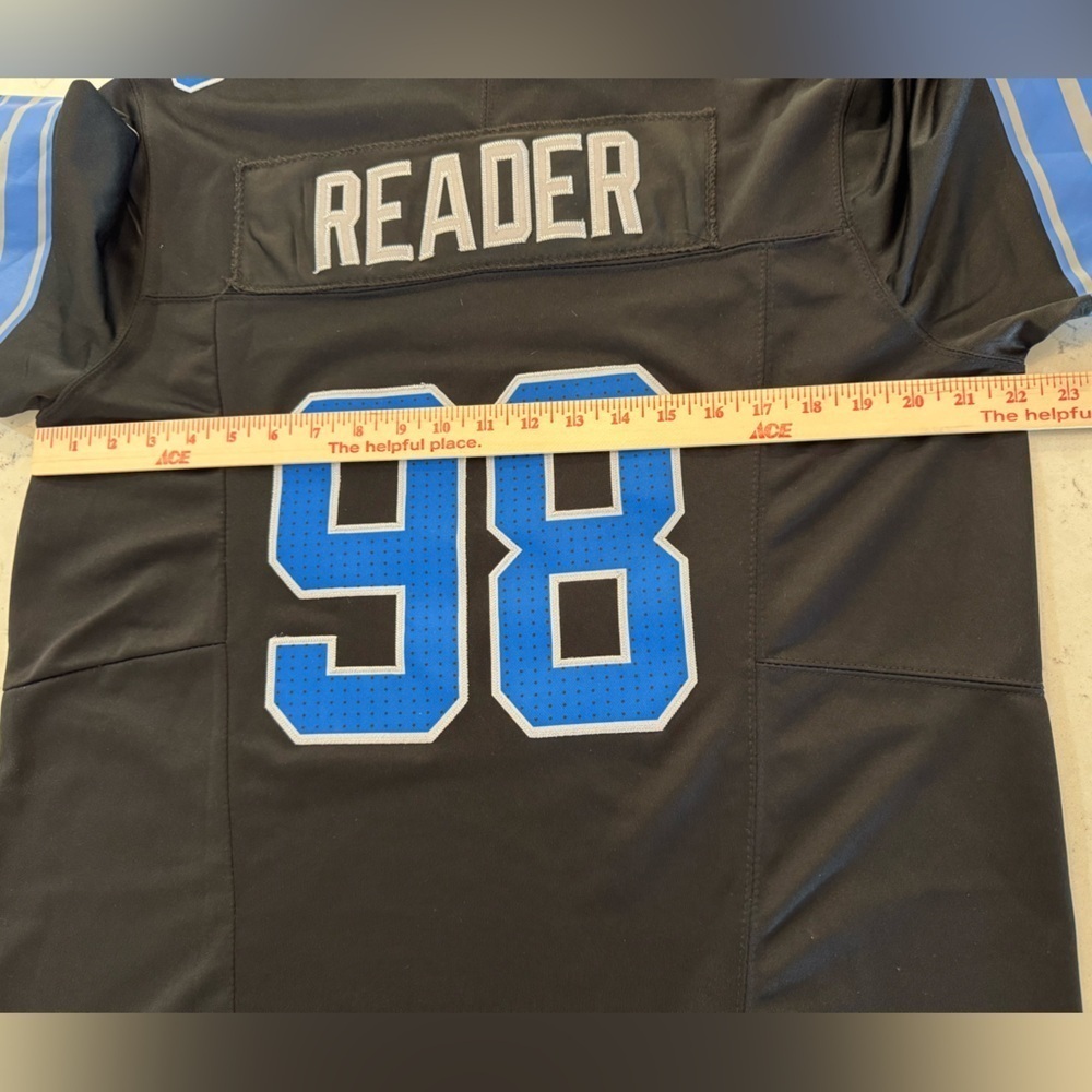 #98 DJ READER Detroit Lions Sz Large Mens Alt Black Stitched 2025 Jersey - Picture 5 of 11